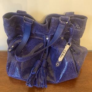 Cole Haan Python Snakeskin Textured
Leather Shoulder Bag in Blue, like new
